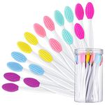 24 Pcs Silicone Exfoliating Lip Brush with Container, Double Sided Silicone Lip Scrubber Soft Cleaning Lip Brush Face Cleaning Applicator for Plump Smoother Lip Appearance (Mixed Colors)