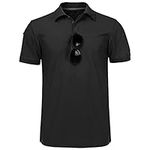 Weiruke Mens Polo Shirts Quick-Dry Cool Short Sleeve Sports Casual Tennis Golf Shirt for Men (Black,L)