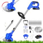 ZanGe 21V Garden Grass Trimmer with 2 Rechargeable Batteries and Charger, Cordless Electric Weed Wacker String Trimmer, Lightweight Weed Eater, Edger Lawn Garden Cutting Tool with 2 Blades