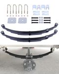 Autoholic Trailer Leaf Spring Kit 3500lb Single Trailer Axle 4 Leaf Spring Kit with U-Bolt Kit & Single Trailer Axle Hanger Kit