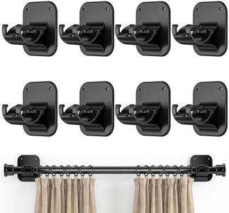 Adhesive Curtain Rods No Drilling Holder 40LB, No Drill Curtain Rod Brackets,Renter Friendly Curtain Hooks for Hanging Drapes,Over Blinds for Dorm Apartment Kitchen Bedroom Home Bathroom