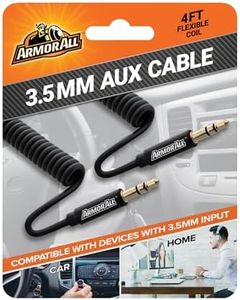 Armor All AAC9-0107-BLK Black 3.5mm Flexible Coil Auxiliary Cable
