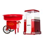 Geepas Electric Popcorn Maker Machine & Cotton Candy Maker Set | Makes Hot, Fresh, Fat-Free Theatre Style Popcorn Anytime, Oil-Free Popcorn Popper, Candy Floss | Retro Design for Birthdays, Parties