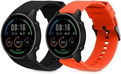 kwmobile Straps Compatible with Xiaomi Mi Watch Color Sport / S1 Active Straps - 2x Replacement Silicone Watch Bands - Black/Orange