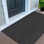 Apache Mills Textures Blocks 4' x 6' Non Slip Weather and Stain Resistant Entrance Door Mat, Onyx