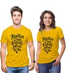 Hangout Hub Men's & Women's Regular Fit Half Sleeve T-shirt | Pack of 2 | Cotton Couple T Shirts| Together Is Our Fav Place to Be (Yellow|Men L;Women L)