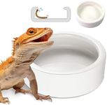 Reptile Food Bowl Dish - Worm Dish Reptile Water Bowl Lizard Gecko Ceramic Pet Bowls, Mealworms Dish for Bearded Dragon Chameleon Hermit Crab Dubia Cricket Dish Anti-Escape Mini Reptile Feeder XL(5in)