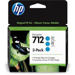 HP 712 Cyan 29-ml 3-Pack Genuine Ink Cartridges (3ED77A) for DesignJet T650, T630, T230, T210 & Studio Plotter Printers