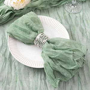 DeZerlor 12 Pack Sage Green Cheesecloth Napkins Fall Napkins Cloth Set of 12 Boho Thanksgiving Dinner Napkins Bulk 21"x21" for Wedding Bridal Baby Shower Fall Table Decor