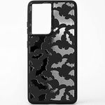 Cavka Matte Black Phone Case Compatible with - Samsung Galaxy S22 Ultra 5G 2022 - Shockproof Rubber Cover Cute Bats Spooky Solid Bumper Lightweight Design Protective Goth Halloween for Men Boys Guys