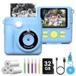 GREENKINDER Kids Camera Instant Print, 2.4'' Instant Print Camera for Kids with 32GB Card & 3 Rolls Print Paper, 1080P HD Kids Digital Camera, Birthday Kids Toys Gifts for Boys & Girls Age 3-12