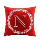 ZUODU Red Cushions for Bedroom 45X45CM Letter Crown Printing Peach Skin-Like Decorative Pillow Cover Cushion Cover 18x18” Free Combination (Letter N)