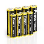 POWXS AA and AAA Rechargeable Batteries Set - 8 Pack Rechargeable Battery, High Capacity 2800mAh AA x 4 and 1100mAh AAA x 4 Ni-MH 1.2v Pre-Charged Batteries