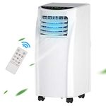 COSTWAY 8000 BTU Portable Air Conditioner, 3-in-1 Air Cooler w/Built-in Dehumidifier, Fan Mode, Sleep Mode, Remote Control& LED Display, Rooms Up to 230+ Sq. ft, for Home Office