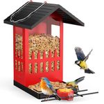 birdsnap® PHE - Bird Feeder House- Metal Bird Feeders for Outside Hanging, 2-in-1 Hummingbird Feeder Weatherproof Bird Houses 3.4L Large Capacity for Garden Bird Watching