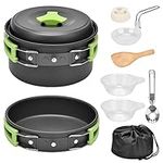 Queta 10-Piece Cookware Kit Picnic Pots Cookware Camping Set for Camping Outdoor Hiking Picnic BBQ, Foldable Camping Pots, Fda Certified