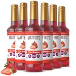 Matteo's Sugar-Free Syrup, Barista-Inspired Sweeteners for all of Beverages, for Kitchen, Restaurant and Bars, Authentic Strawberry Flavor, Sweet, Fruity Non-Alcoholic Syrup (750ml - 6pk) Strawberry
