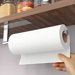 Paper Towel Holder Under Cabinet - Self-Adhesive or Drilling, Kitchen Roll Holder Wall Mounted, Towel Rack for Kitchen Organization and Storage, Stainless Steel Kitchen Paper Roll Holder