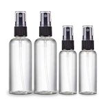 ikis Spray Bottles Clear Empty Fine Mist Plastic Mini Travel Bottle Set, Small Refillable Liquid Containers (50ml (2Nos) + 100ml (2Nos))