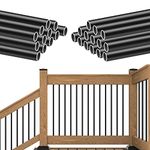 Muzata 25Pack 36" Aluminum Deck Balusters Round Black Deck Railing Stair Porch Staircase Spindles 3/4" Diameter Hollow for Wood and Composite Deck WT01