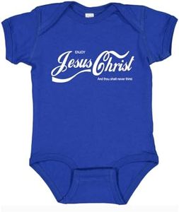 Enjoy Jesus Christ Shirt – Thou Shalt Never Thirst, Funny Christian Gifts for Men Women, Faith Apparel Inspirational Baby Creeper Boys Girls Infant Graphic Bodysuit, Royal, 24M