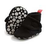 TMEOG Baby Booties Slippers Infant Boots Newborn First Walking Shoes Baby Winter Sock Crib Shoes for Boys Girls 12-18 Months (Black)