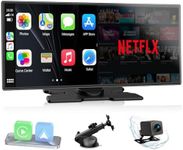 LAMTTO Upgraded 11'' Wireless Carplay Screen with Net-Flix YouTube Apps and Backup Camera Built-in Entertainment Video Box Navigation Voice Assistant for iOS 10+ Android 11+
