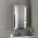 LUMIRRORS® Bathroom Mirror Cabinet 50x70cm with LED Lights Shaver Socket Dimmer Touch-Switch Demister Adjustable Shelves Aluminium Cabinets Storage Cupboard for makeup shaving