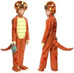 Geefia Halloween Triceratops Deluxe Kids Dinosaur Costume for Halloween Dinosaur Dress Up Party (Orange,S)