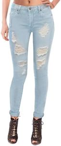 Hybrid & Company Women's Super Comfy Stretch Lace Bottom Skinny Jeans P37352SKX Light WASH 14