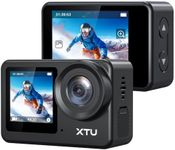 XTU S6 4K30fps 20MP Action Camera with Image Stabilization 4.0-131 Feet Underwater Camera with 64G SD card, Waterproof Sports Camera for Diving/Motorcycle, Remote/Voice Control, Touch Screen, Black