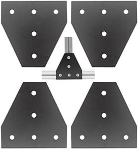 4 PCS Joint Plate, TTZEZE Surface Anodic Oxidation Black T Shape Corner Bracket Plate 5 Hole Outside Joining Plate for 4040 Series Aluminum Profile 3D Printer Frame
