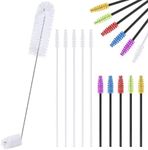 Perthlin Hummingbird Feeder Cleaning Brush 19 Pieces 3 Size Mini Nylon Brush Set Double Headed Hummingbird Brush Clean Hard to Reach Places Tiny Cleaning Brush Kit 2 in 1 Hummingbird Brush(White)