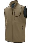 Willit Men's Golf Vest Lightweight Fleece Lined Vest Softshell Outerwear Sleeveless Jacket for Hiking Runing Causal Khaki M