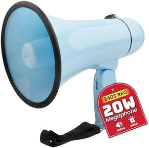 MyMealivos 20W Megaphone Bullhorn, Built in Siren & 240s Recording, 5.4"×8.6" Portable Megaphone with Volume Control Cover Up to 300 feet+ for Indoor and Outdoor Activities(Light Blue)
