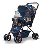 StarAndDaisy Sunrise Baby Stroller Lightweight Foldable Stroller for 0-5 Years, 3-Point Safety Harness, Adjustable Backrest, 360° Swivel Wheel, Extended Mosquito Net, Reversible Handlebar (Delta)