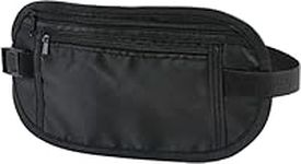 woojfcang Secure Money Belt for Travelling,Hidden Travel Money Pouch Wallet for Cash, Cards, Keys, Passport & Mobile Phone, Waterproof Fanny Pack Anti Theft Bum Bags for Men Women (Black)