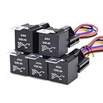 CyanHall 5 Pack 30/40A AMP SPDT Relays 12V 5-Prong Harness Socket with Color-Labeled Wires - Waterproof Automotive Relay