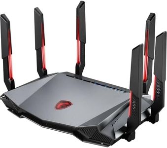 MSI Radix AXE6600 WiFi 6E Tri-Band Gaming Router - Schnelles WLAN bis 6600 Mbit/s (6GHz, 5GHz, 2,4GHz Wireless), AI QoS Priority, MU-MIMO, Beamforming, WPA3, 2.5G WAN/LAN & 4X 1G LAN Anschlüsse - RGB