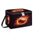 Flame Baseball Insulated Lunch Box Men Women Fire Baseball Leakproof Soft Cooler Tote Large Lunch Pail Cooler Meal Prep Picnic Food Bag for Travel Picnic Beach