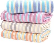 Cacala Extra Large Hand loomed Turkish Bath Towels Set of 4, 100% Cotton Quick-Drying and Lightweight Perfect for Travel, Camping, Gym and Beach