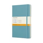 Moleskine Classic Ruled Paper Notebook, Hard Cover and Elastic Closure Journal, Color Reef Blue, Size Large 13 x 21 cm, 240 Pages