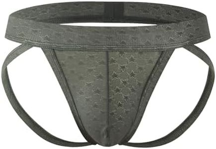 KAREN SPACE Mens Sexy Underwear Lace Jock Straps for Men Athletic Supporter Underwear, DarkGray, XL