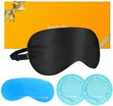 Luxtude 100% Silk Sleep Mask with Hot & Cold Gel Eye Mask Ice Pack for Dry Eyes/Dark Circles/Puffiness, Satin Eye Mask for Sleeping Blackout, Travel Blindfold Eye Shade Cover, Gifts for Women Men