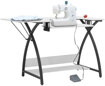 Sew Ready Comet Plus Hobby Side and Lower Shelf Sewing Table, 45.5" W x 23.5" D x 30" H, Black/White