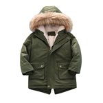 Baby Boys Warm Padded Jacket Kids Coat Quilted Pu-ffer Fleece Lined Jacket Thick Winter Coat Hooded Winter Water-proof Par-ka Outerwear Daliy Overcoat