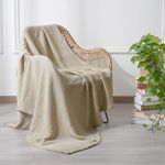 PHF 100% Cotton Muslin Throw Blanket 50" x 60", Lightweight and Breathable Blanket All Season, Ultra Soft 4-Layer Gauze Blanket for Couch Bed Sofa, Elegant Home Decoration, Light Tan