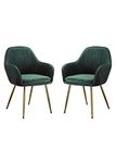 My Art Design - Pair of 2 Stylish, Modern, Elegant & Comfortable Velvet Arms Chairs for Dinning Living Hotel Cafe (2 Chairs) (Green)