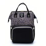 Leopard Print Diaper Bag Backpack Multi-Function Diaper Bag for Baby Care Waterproof Travel Baby Bag for Mom Purple