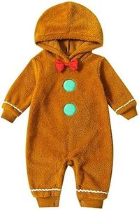 Adobabirl Baby Gingerbread Costume Boy Girl Christmas Outfit Gingerbread Onesie Footies Romper with Hat Cute Cosplay Outfit (Hoodie Gingerbread Costume,6-12 Months)